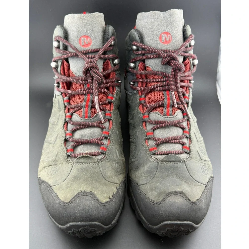 Merrell Granite-Waterproof Hiking Boots, Grey Red, Vibram, J32753, Mens 11.5
